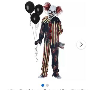 Scary Clown Kids Costume with Black and Red Stripes